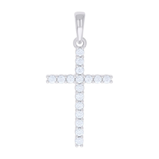 Sterling Silver Womens 1.02 Cttw Moissanite Cross Religious Charm Pendant