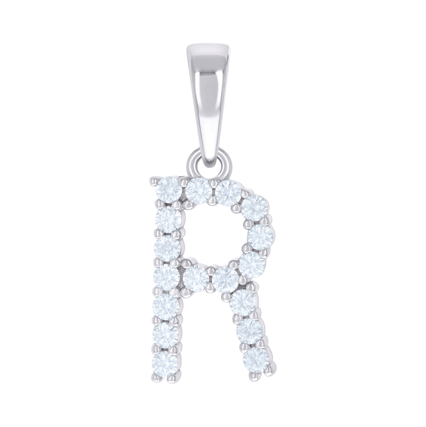 Sterling Silver Or Yellow-tone Unisex Cubic-Zirconia Initial Alphabet Charm Pendant