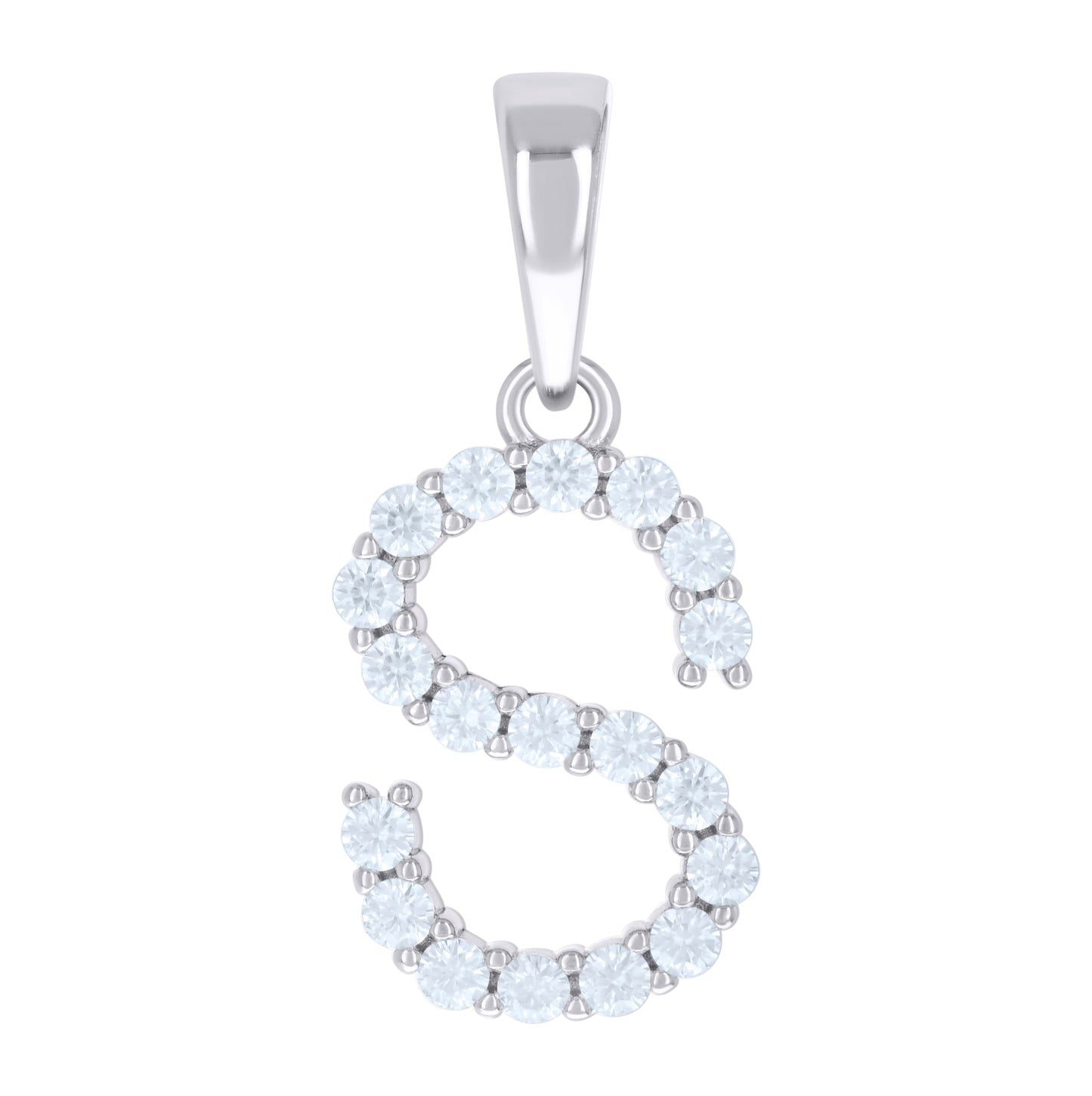 Sterling Silver Or Yellow-tone Unisex Cubic-Zirconia Initial Alphabet Charm Pendant