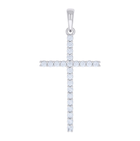 Sterling Silver Mens 1.38 Cttw Moissanite Cross Religious Charm Pendant