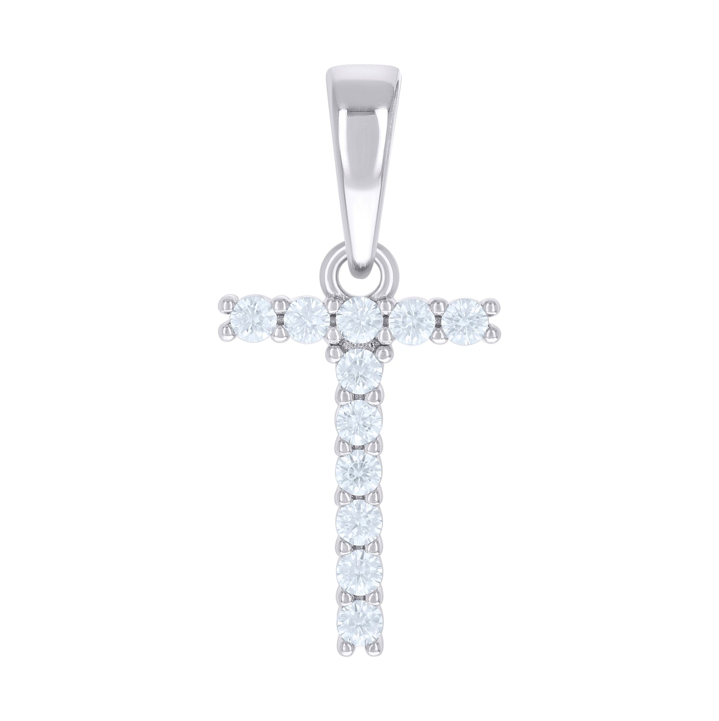 Sterling Silver Or Yellow-tone Unisex Cubic-Zirconia Initial Alphabet Charm Pendant