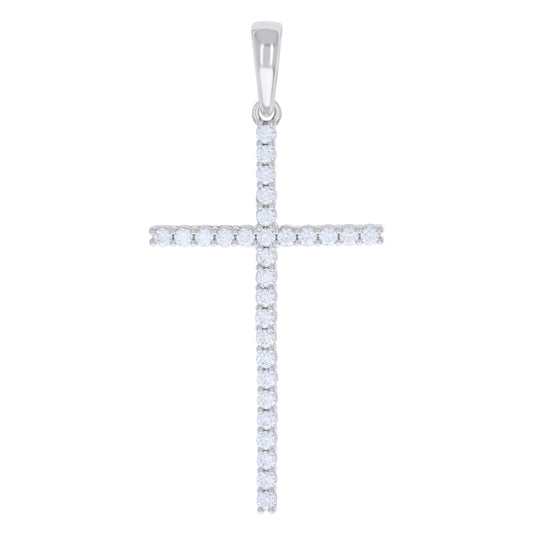 Sterling Silver Mens 1.74 Cttw Moissanite Cross Religious Charm Pendant