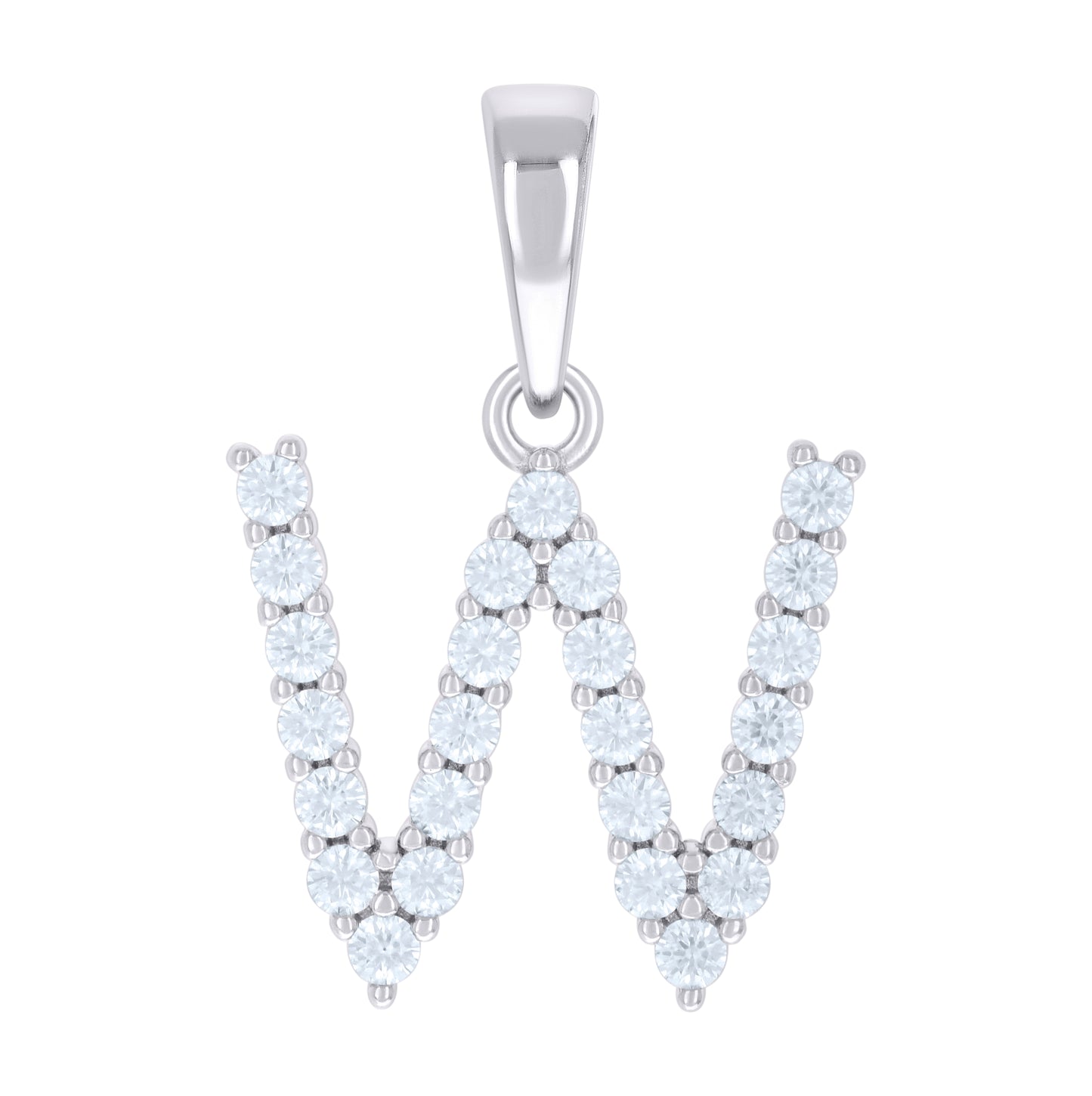 Sterling Silver Or Yellow-tone Unisex Cubic-Zirconia Initial Alphabet Charm Pendant