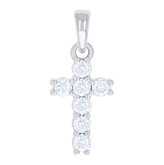 Sterling Silver Womens 0.74 Cttw Moissanite Cross Religious Charm Pendant
