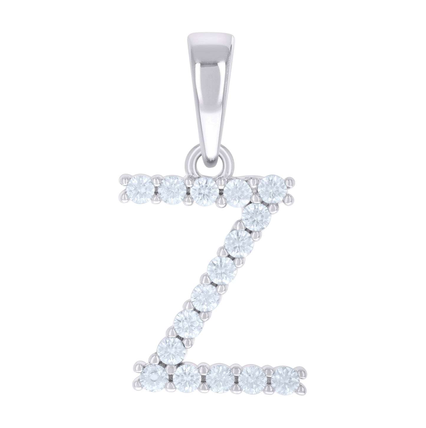 Sterling Silver Or Yellow-tone Unisex Cubic-Zirconia Initial Alphabet Charm Pendant