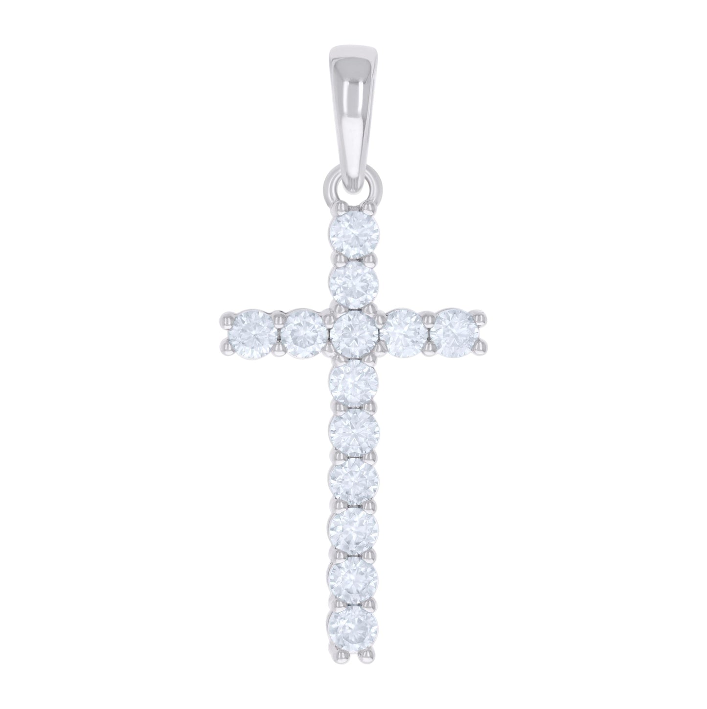 Sterling Silver Womens 1.37 Cttw Moissanite Cross Religious Charm Pendant