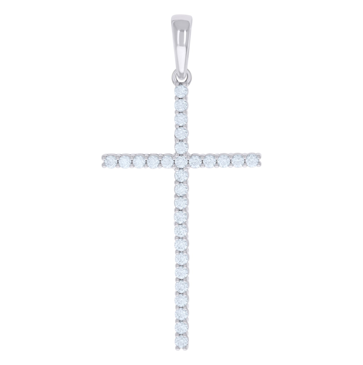 Sterling Silver Mens Cubic-Zirconia Cross Religious Charm Pendant