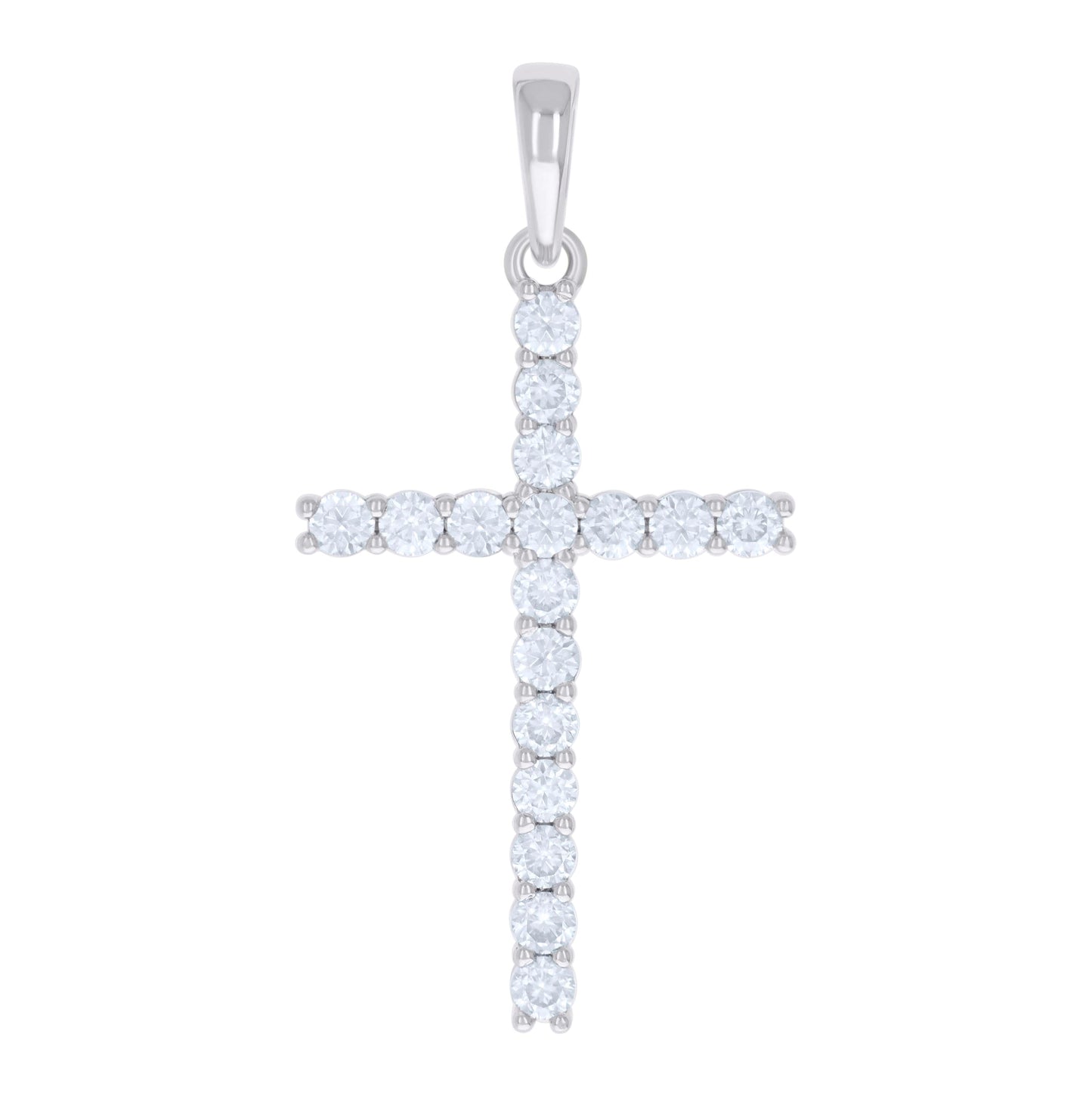 Sterling Silver Womens 1.79 Cttw Moissanite Cross Religious Charm Pendant