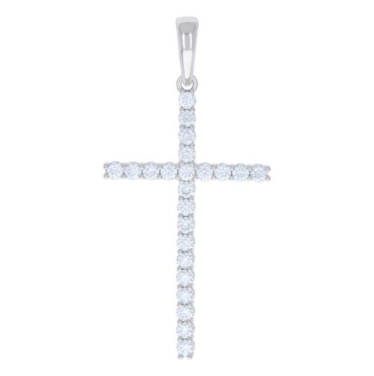 Sterling Silver Mens 2.42 Cttw Moissanite Cross Religious Charm Pendant