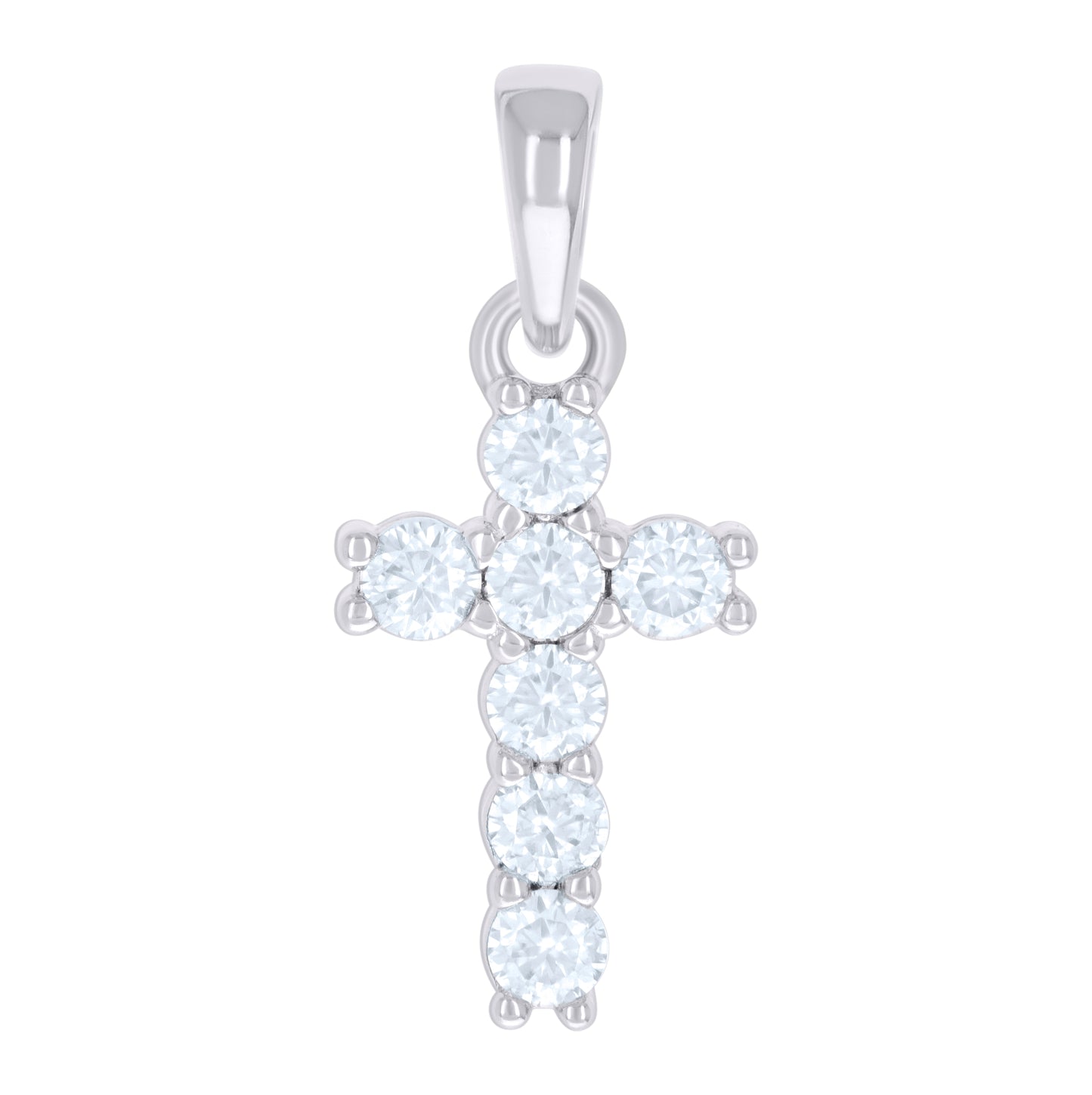 Sterling Silver Mens Cubic-Zirconia Cross Religious Charm Pendant