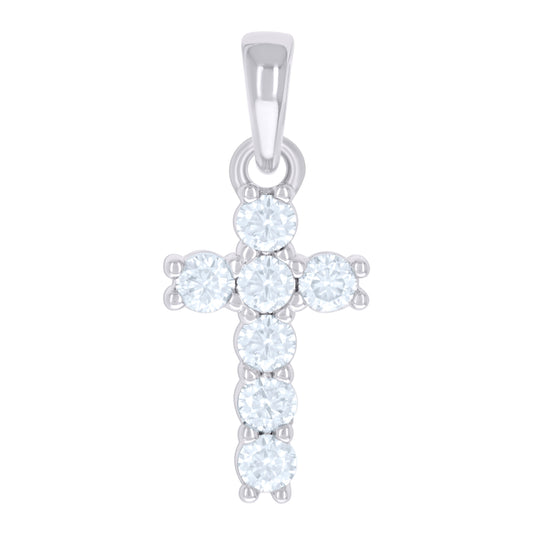 Sterling Silver Mens Cubic-Zirconia Cross Religious Charm Pendant