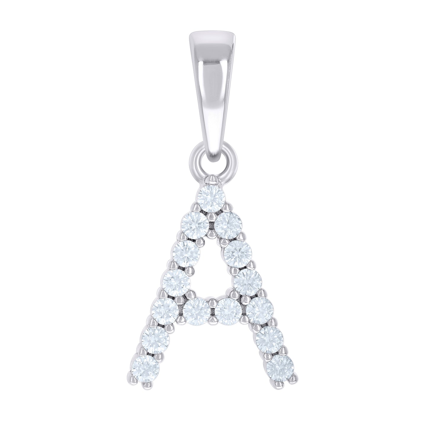 Sterling Silver Or Yellow-tone Unisex Cubic-Zirconia Initial Alphabet Charm Pendant