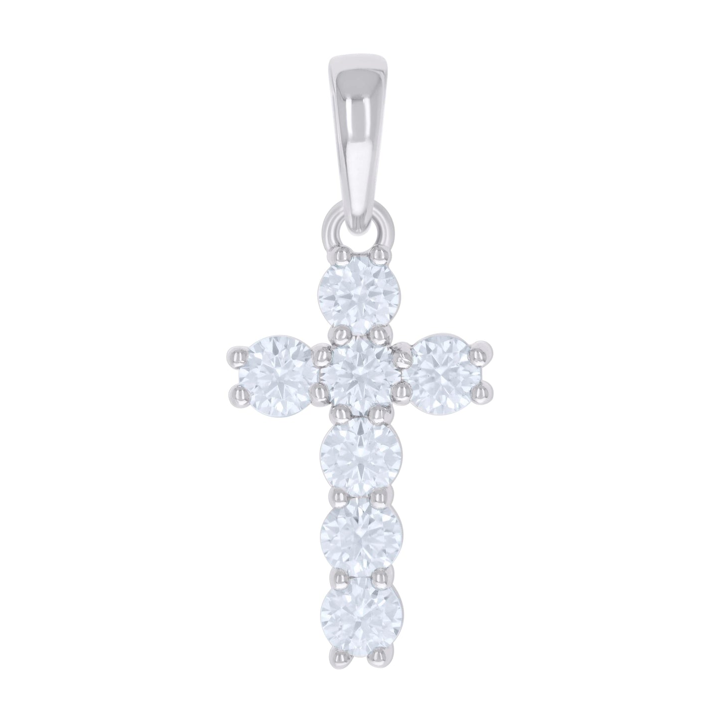 Sterling Silver Womens 2.21 Cttw Moissanite Cross Religious Charm Pendant