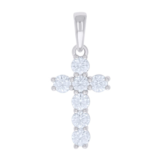 Sterling Silver Womens 2.21 Cttw Moissanite Cross Religious Charm Pendant