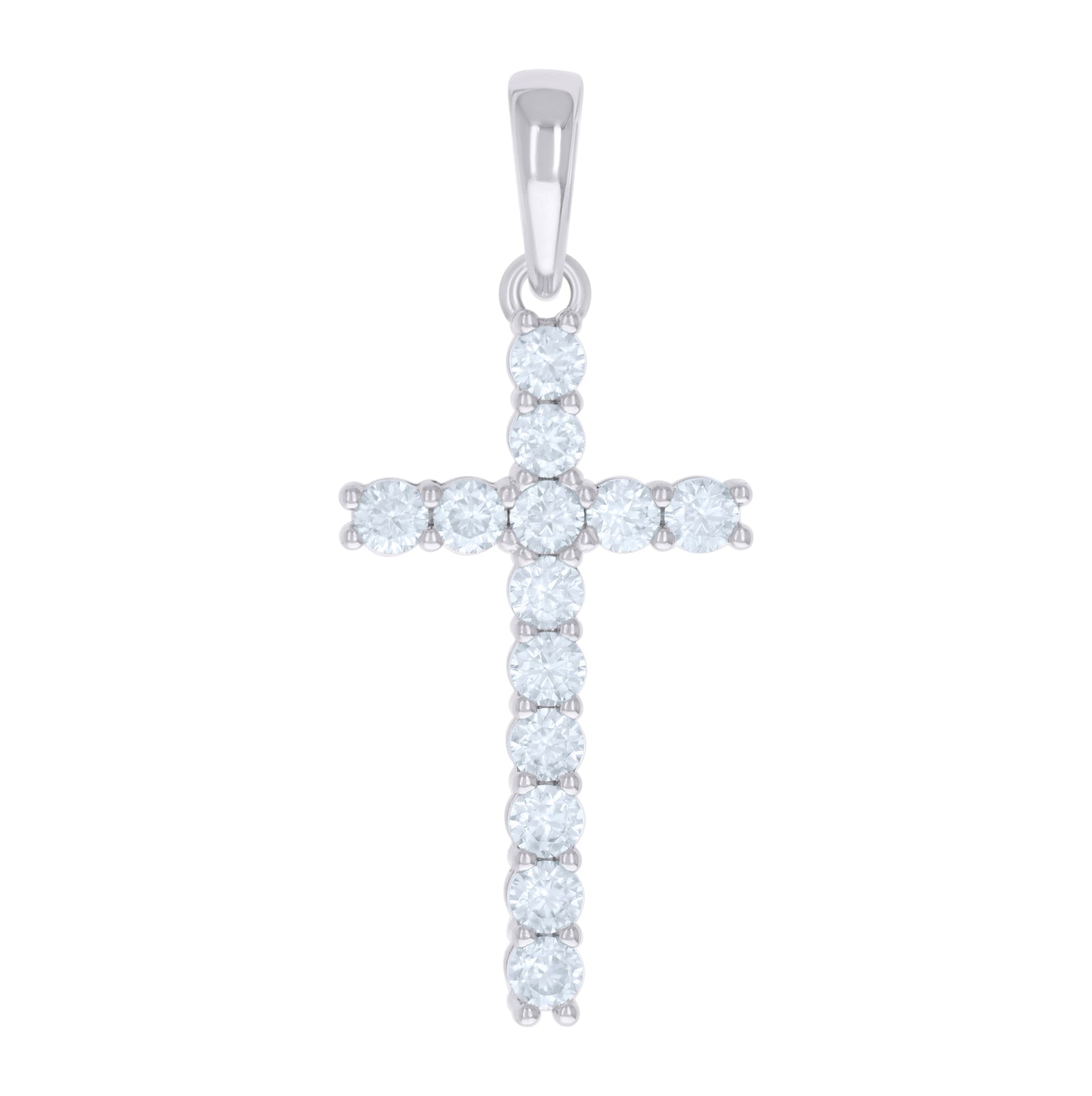 Sterling Silver Mens Cubic-Zirconia Cross Religious Charm Pendant