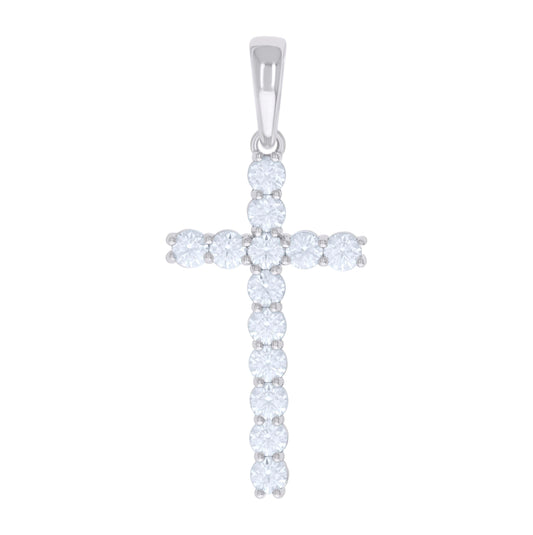 Sterling Silver Mens 4.10 Cttw Moissanite Cross Religious Charm Pendant