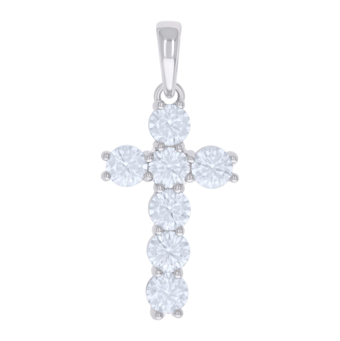 Sterling Silver Unisex 3.68 Cttw Moissanite Cross Religious Charm Pendant