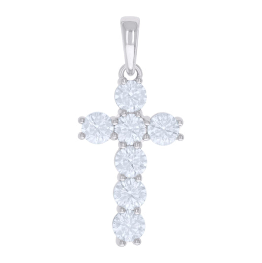 Sterling Silver Unisex 3.68 Cttw Moissanite Cross Religious Charm Pendant
