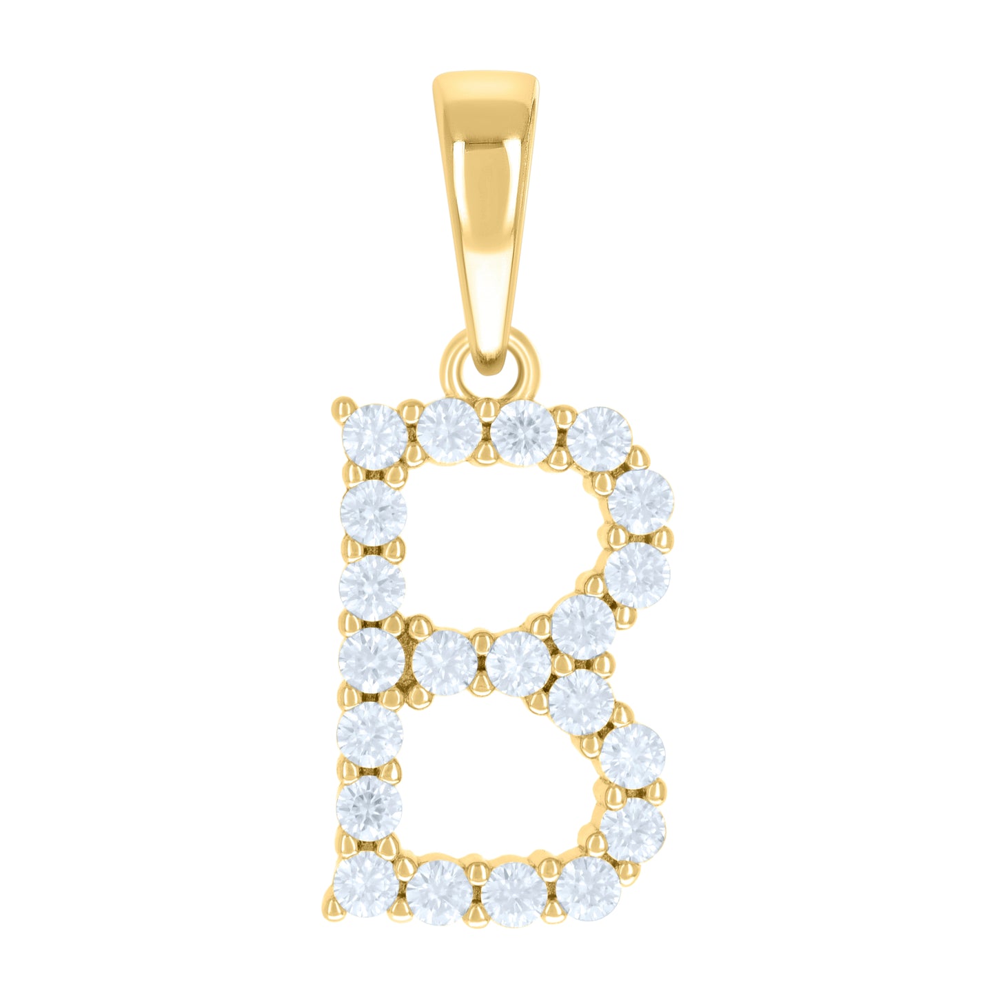 Sterling Silver Or Yellow-tone Unisex Cubic-Zirconia Initial Alphabet Charm Pendant