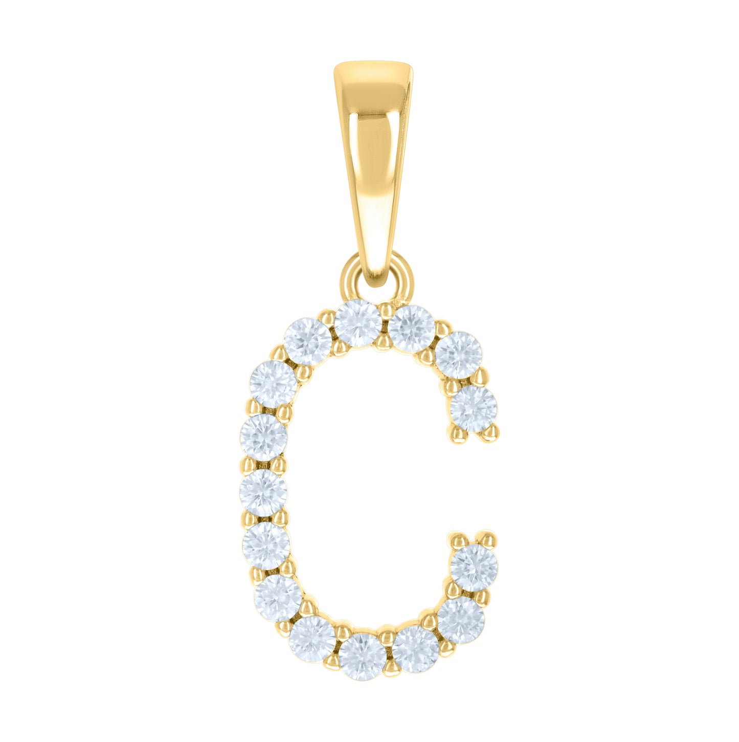 Sterling Silver Or Yellow-tone Unisex Cubic-Zirconia Initial Alphabet Charm Pendant