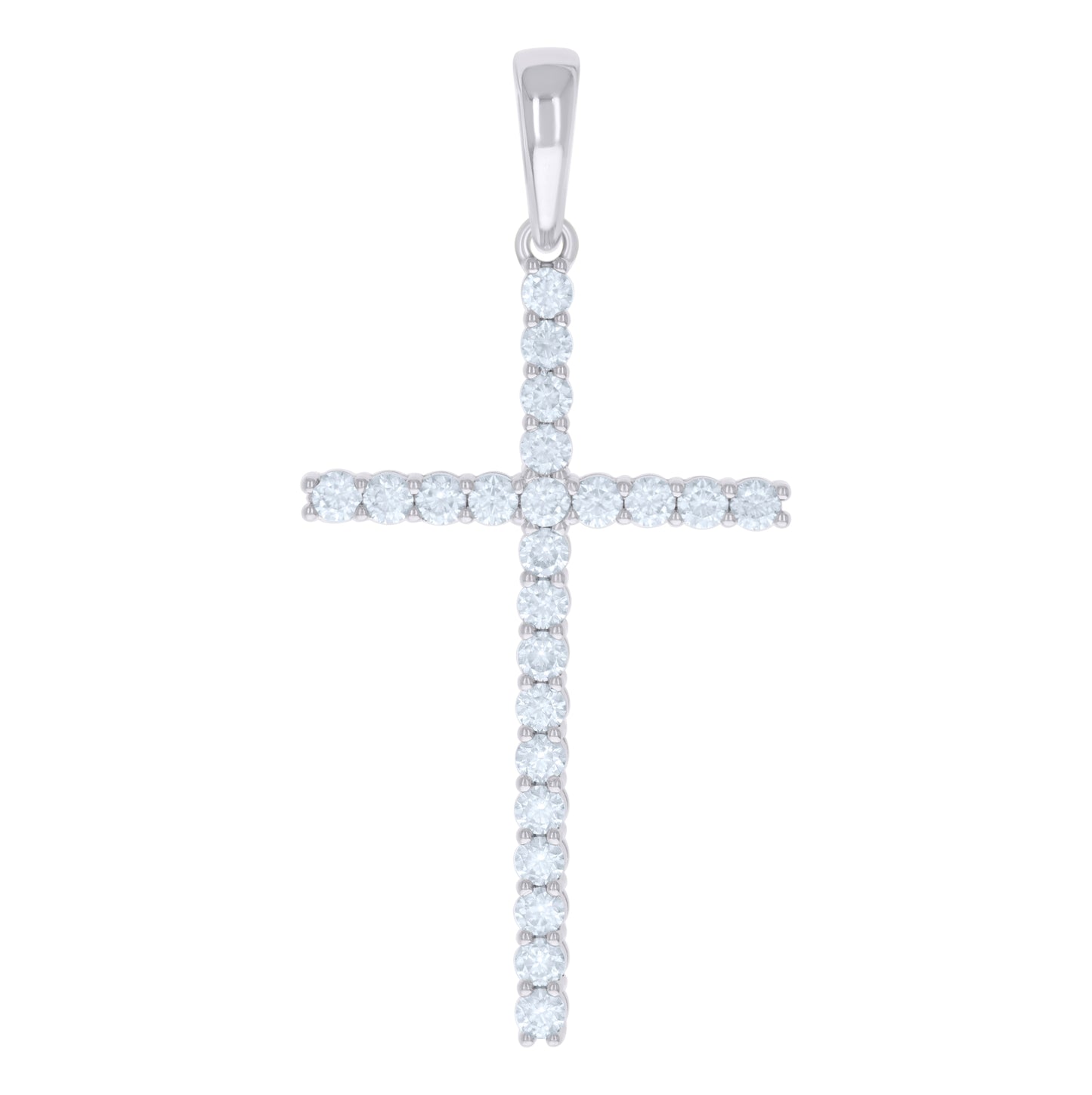 Sterling Silver Mens Cubic-Zirconia Cross Religious Charm Pendant