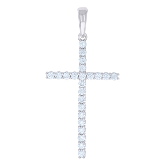 Sterling Silver Mens Cubic-Zirconia Cross Religious Charm Pendant