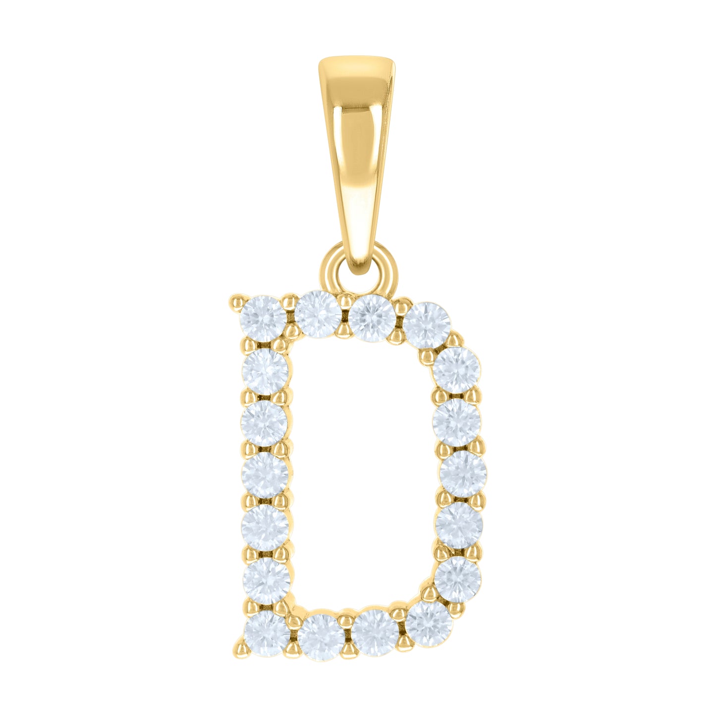 Sterling Silver Or Yellow-tone Unisex Cubic-Zirconia Initial Alphabet Charm Pendant