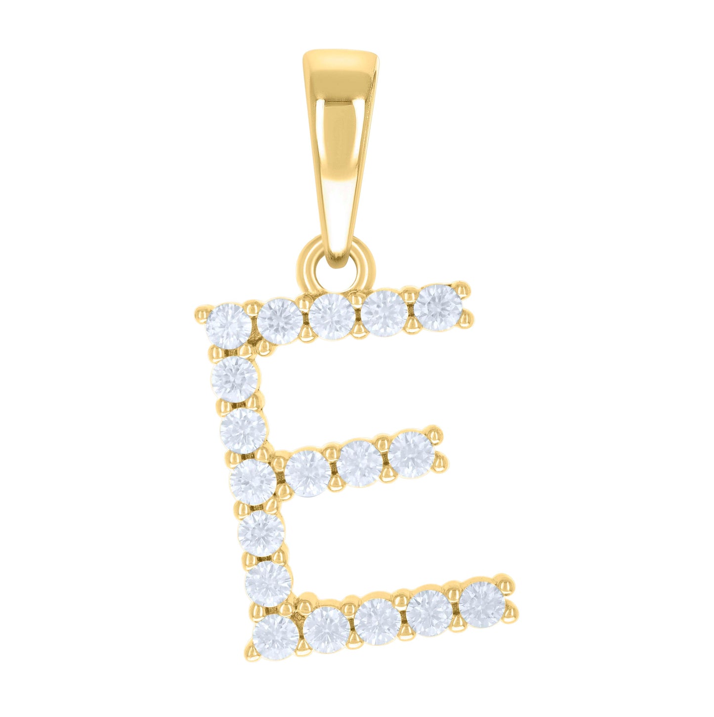 Sterling Silver Or Yellow-tone Unisex Cubic-Zirconia Initial Alphabet Charm Pendant