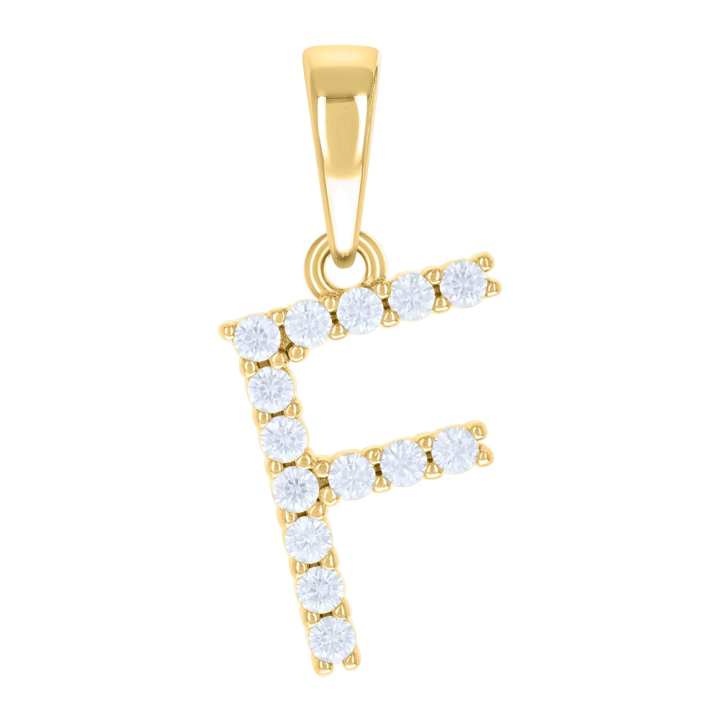 Sterling Silver Or Yellow-tone Unisex Cubic-Zirconia Initial Alphabet Charm Pendant