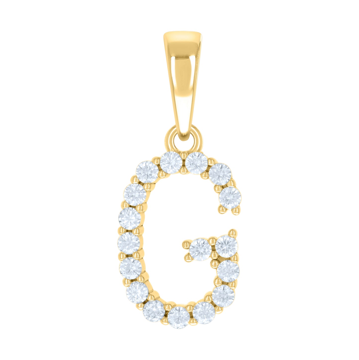 Sterling Silver Or Yellow-tone Unisex Cubic-Zirconia Initial Alphabet Charm Pendant