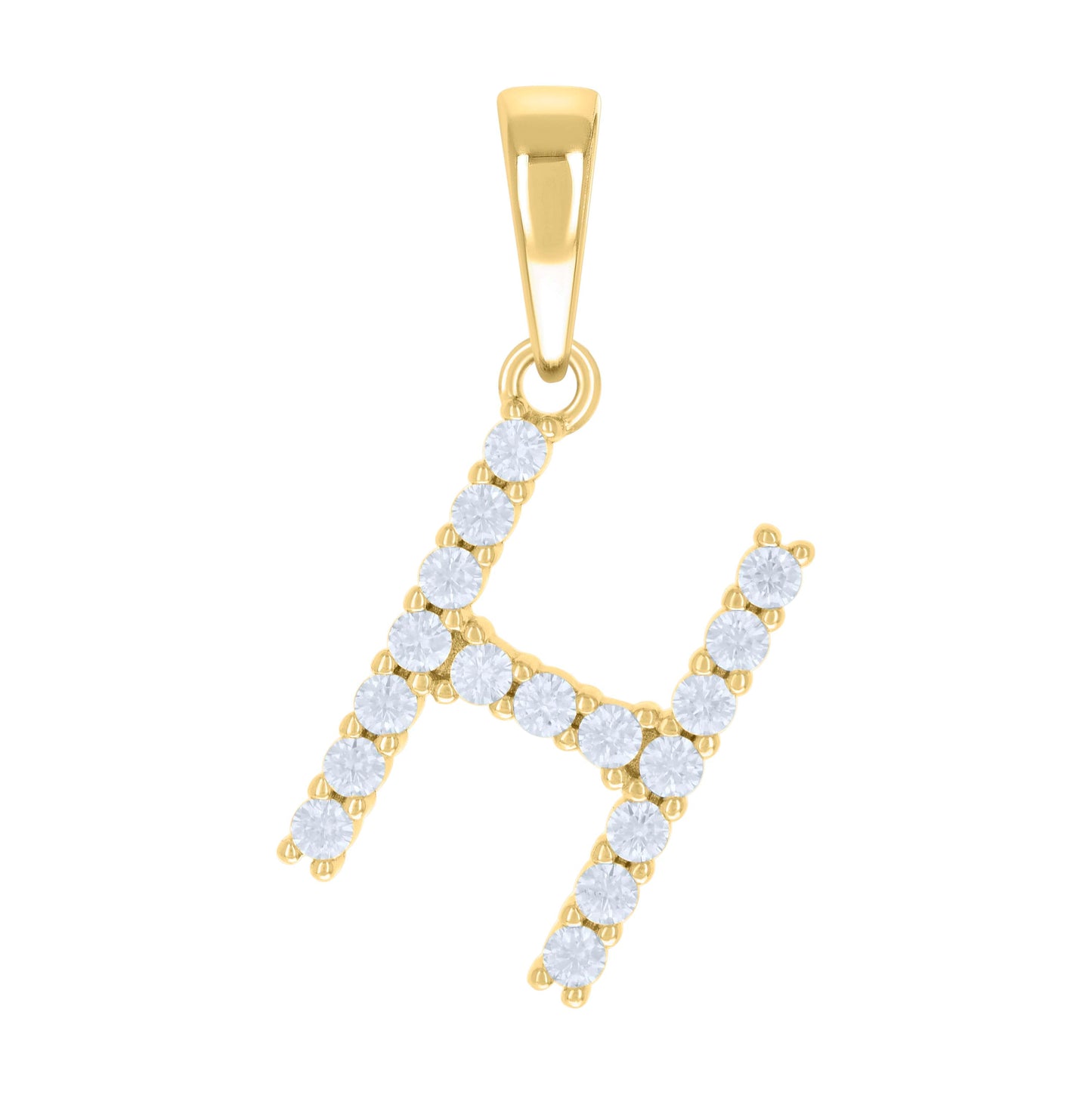 Sterling Silver Or Yellow-tone Unisex Cubic-Zirconia Initial Alphabet Charm Pendant