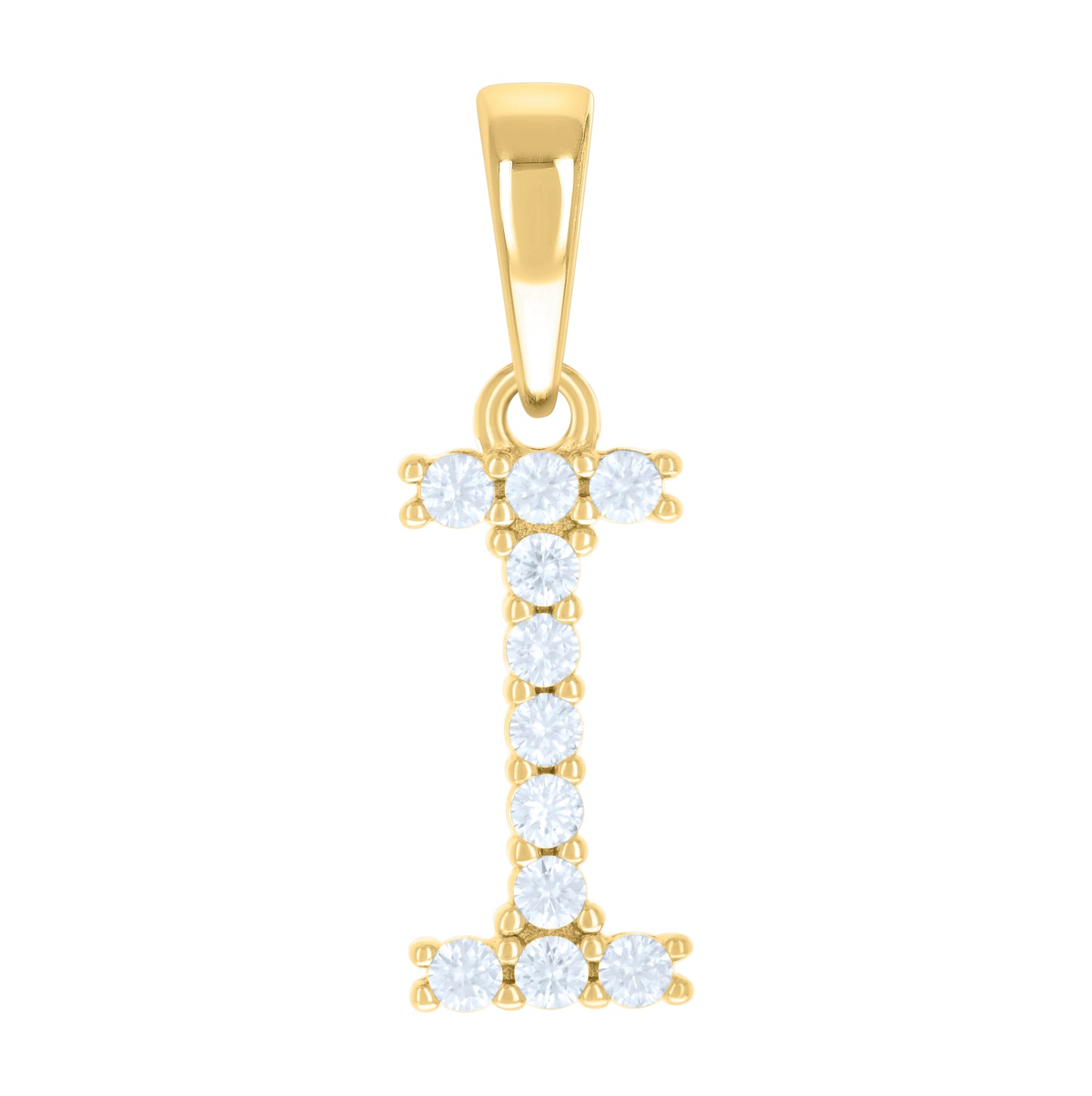 Sterling Silver Or Yellow-tone Unisex Cubic-Zirconia Initial Alphabet Charm Pendant