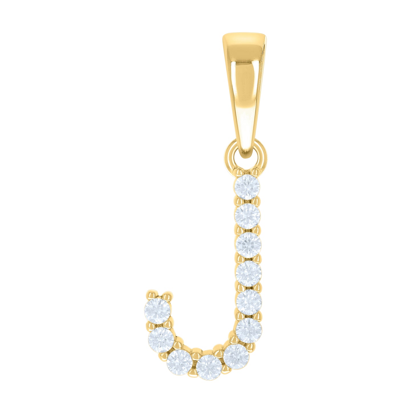 Sterling Silver Or Yellow-tone Unisex Cubic-Zirconia Initial Alphabet Charm Pendant