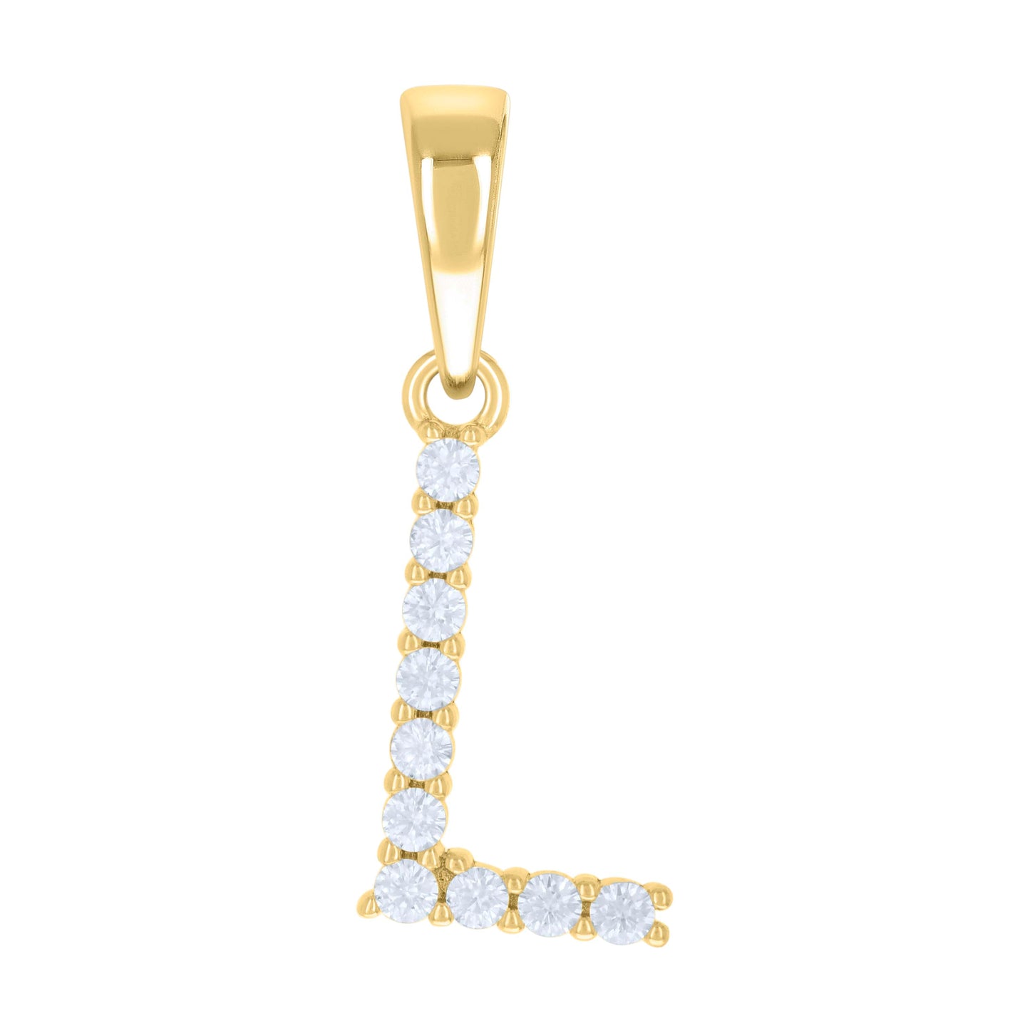 Sterling Silver Or Yellow-tone Unisex Cubic-Zirconia Initial Alphabet Charm Pendant