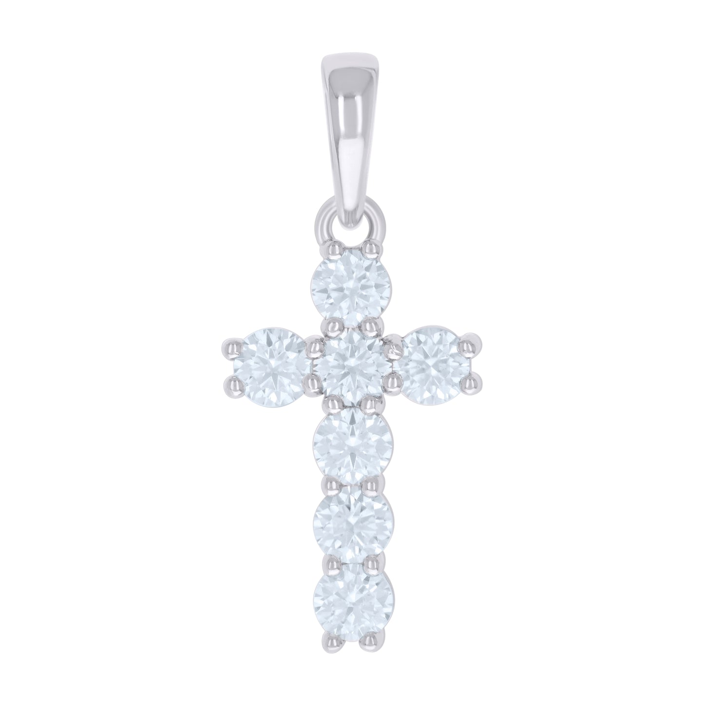 Sterling Silver Mens Cubic-Zirconia Cross Religious Charm Pendant