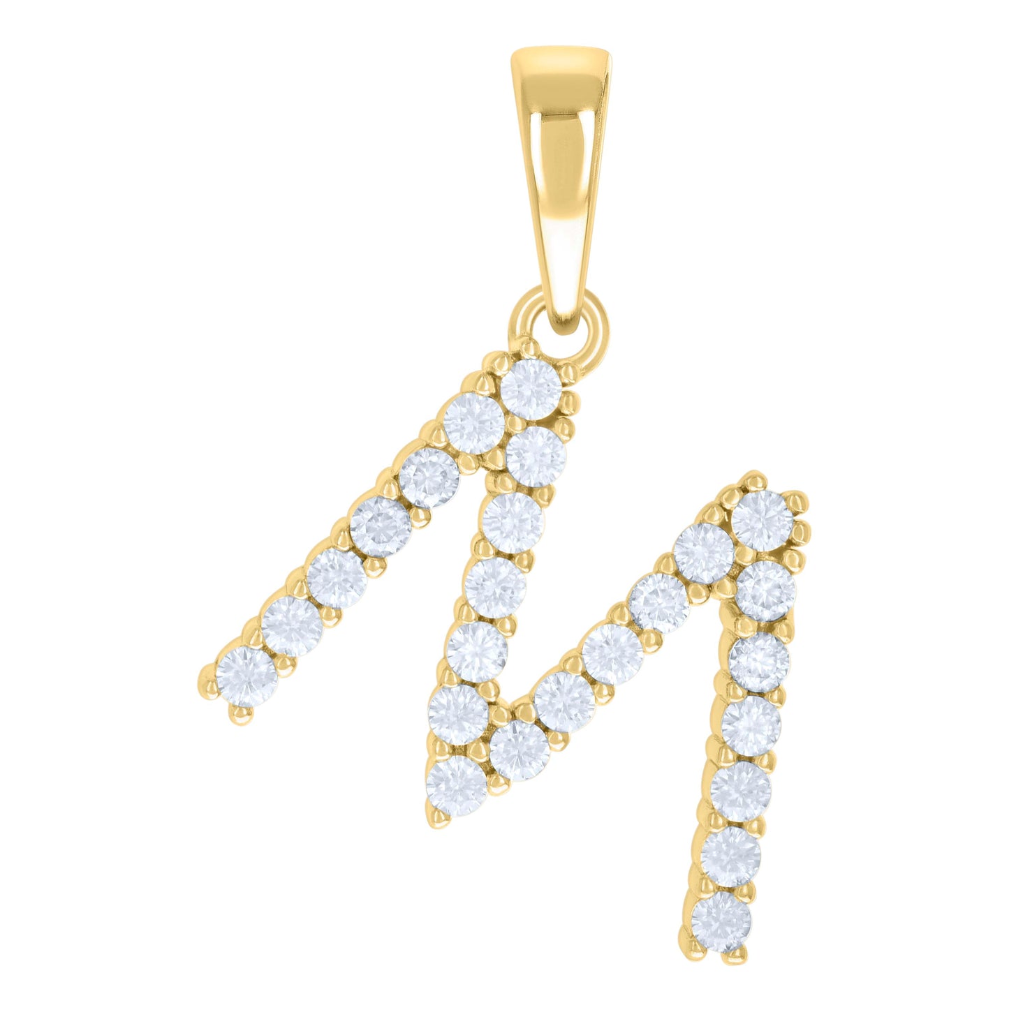 Sterling Silver Or Yellow-tone Unisex Cubic-Zirconia Initial Alphabet Charm Pendant