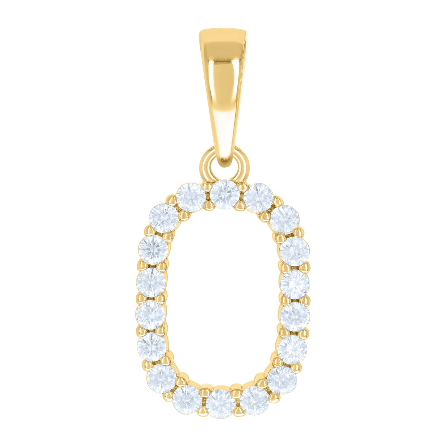 Sterling Silver Or Yellow-tone Unisex Cubic-Zirconia Initial Alphabet Charm Pendant