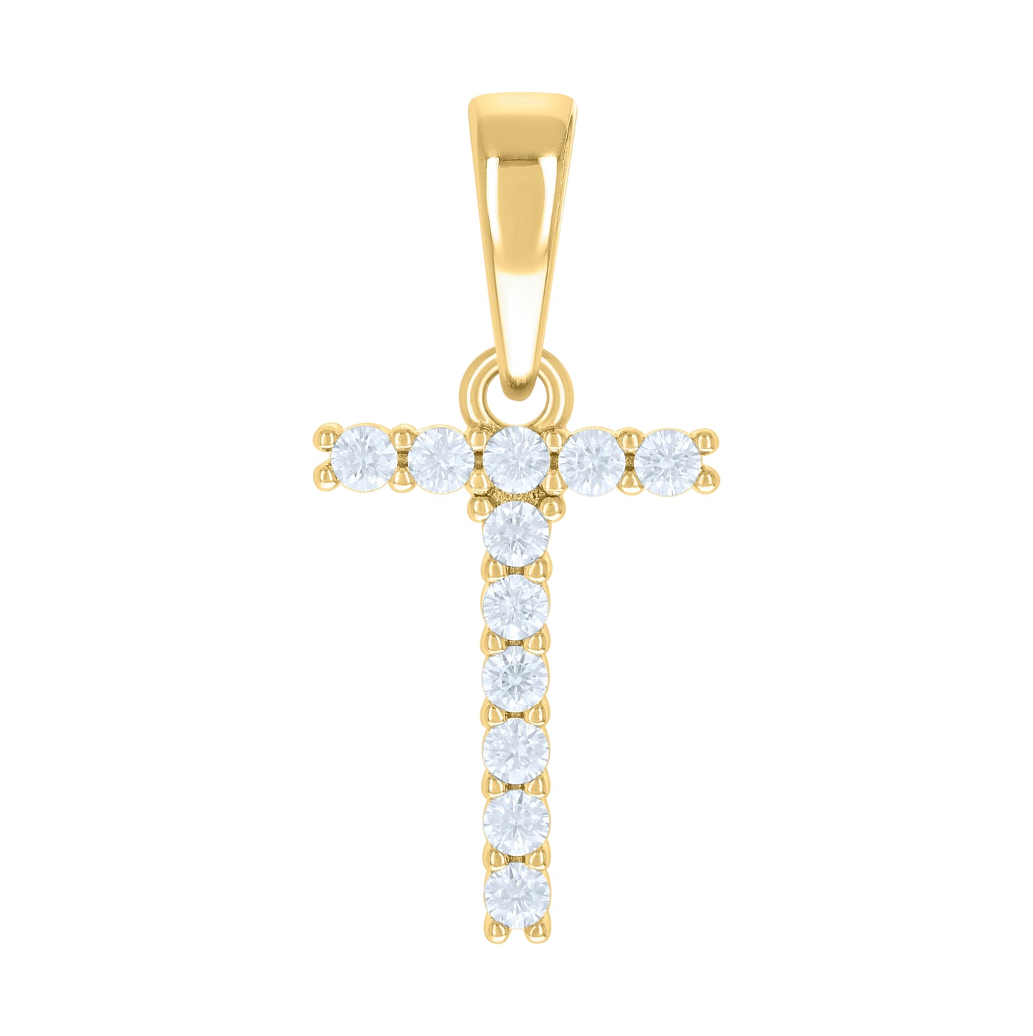 Sterling Silver Or Yellow-tone Unisex Cubic-Zirconia Initial Alphabet Charm Pendant