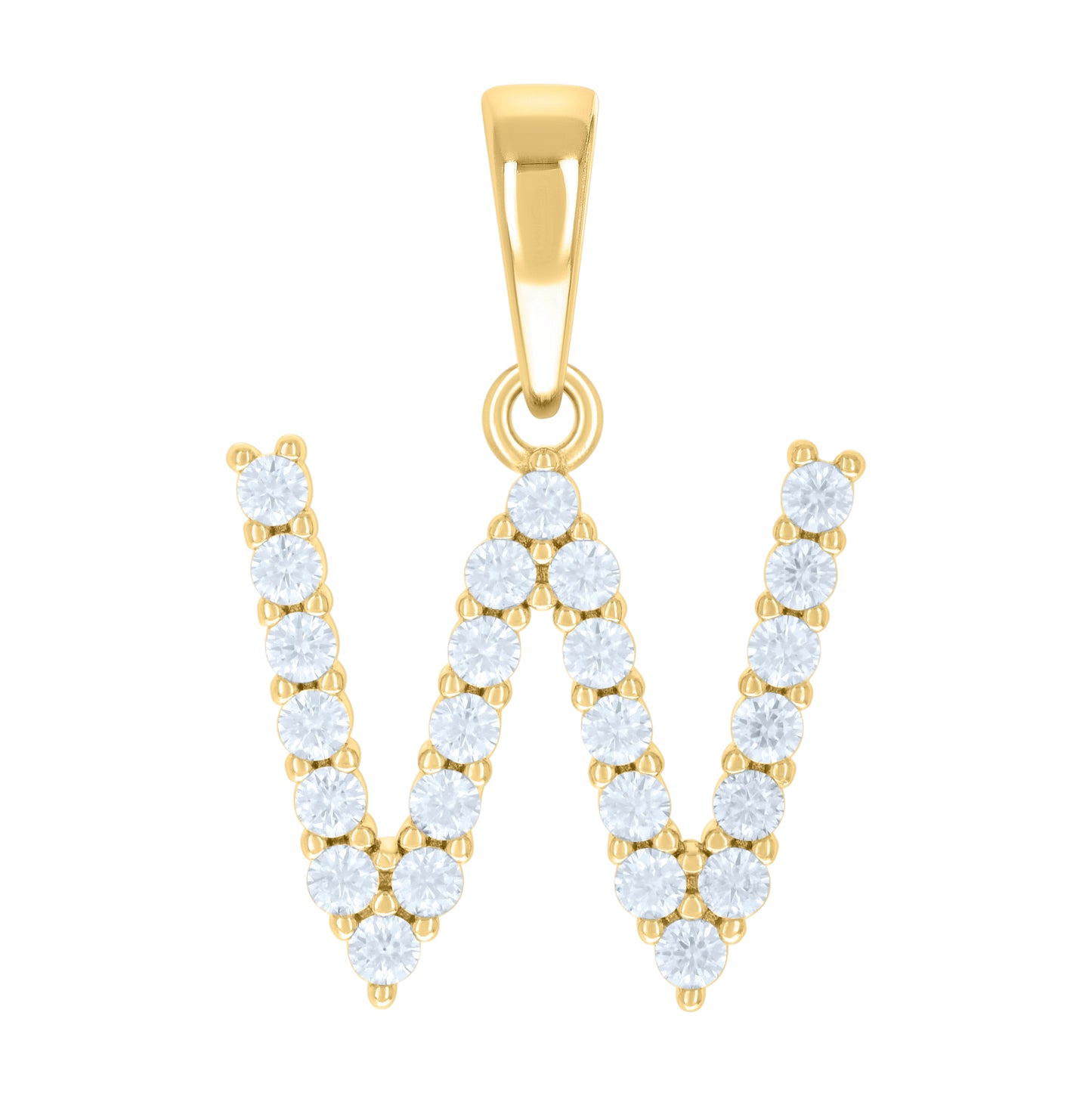 Sterling Silver Or Yellow-tone Unisex Cubic-Zirconia Initial Alphabet Charm Pendant