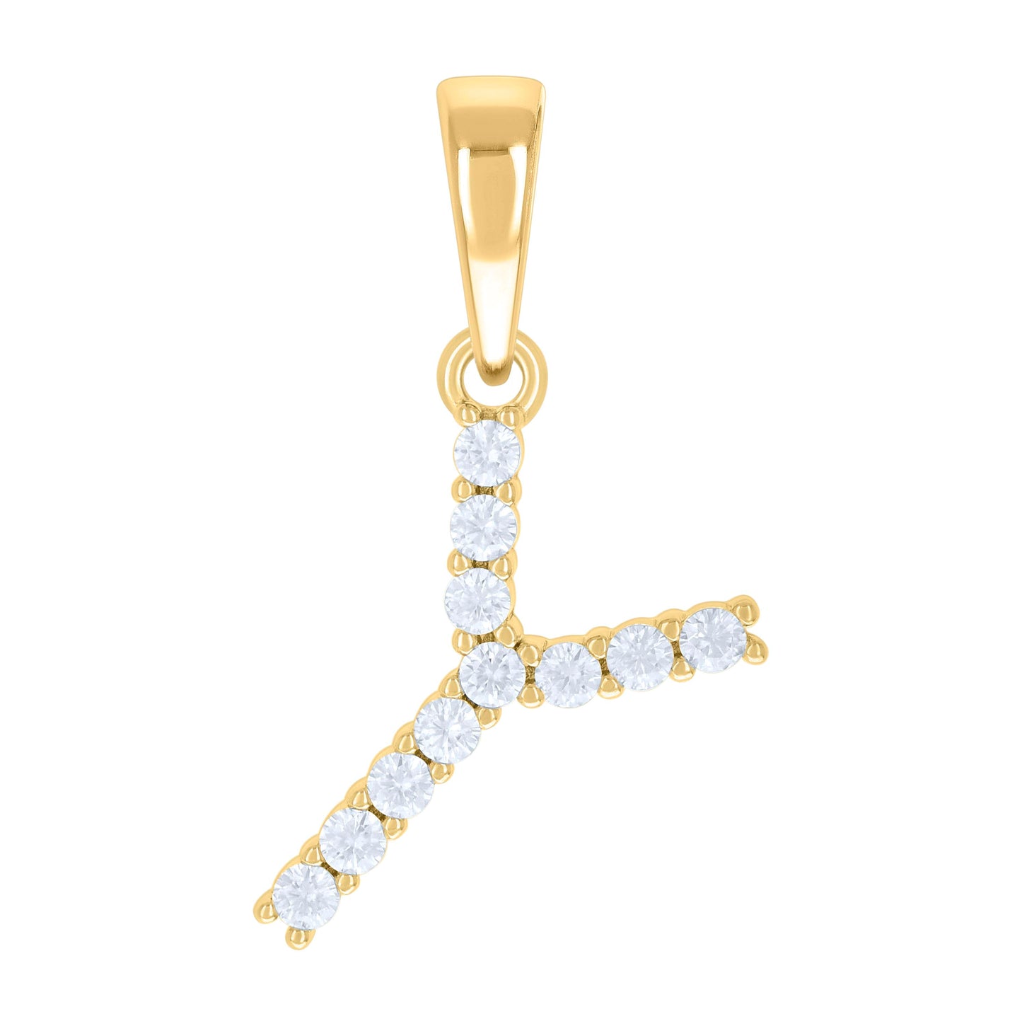 Sterling Silver Or Yellow-tone Unisex Cubic-Zirconia Initial Alphabet Charm Pendant