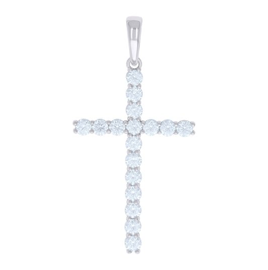 Sterling Silver Mens Cubic-Zirconia Cross Religious Charm Pendant