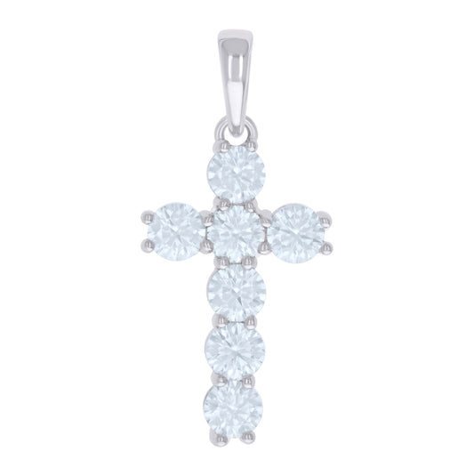 Sterling Silver Mens Cubic-Zirconia Cross Religious Charm Pendant