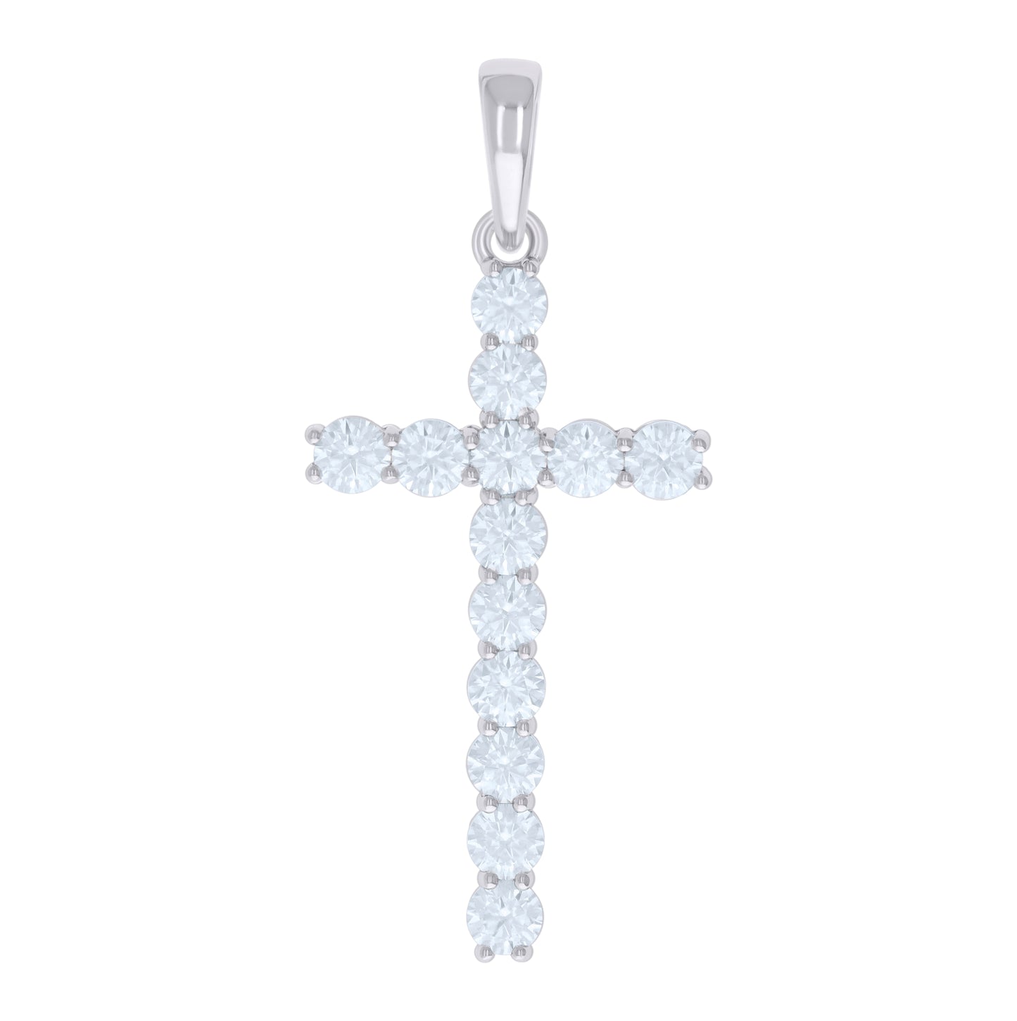 Sterling Silver Mens Cubic-Zirconia Cross Religious Charm Pendant