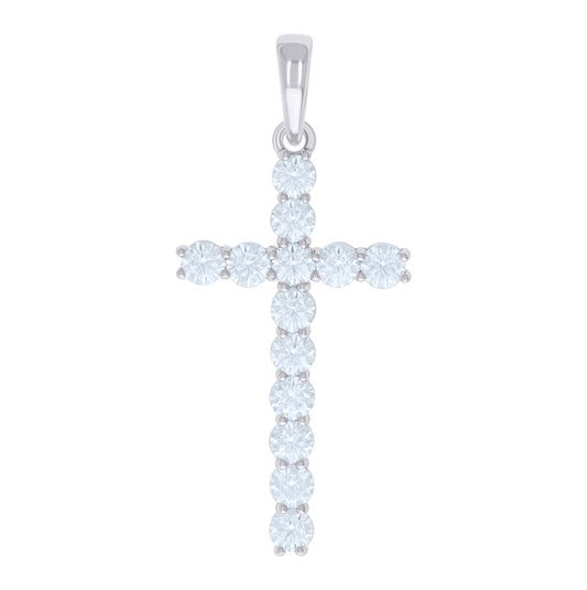 Sterling Silver Mens Cubic-Zirconia Cross Religious Charm Pendant
