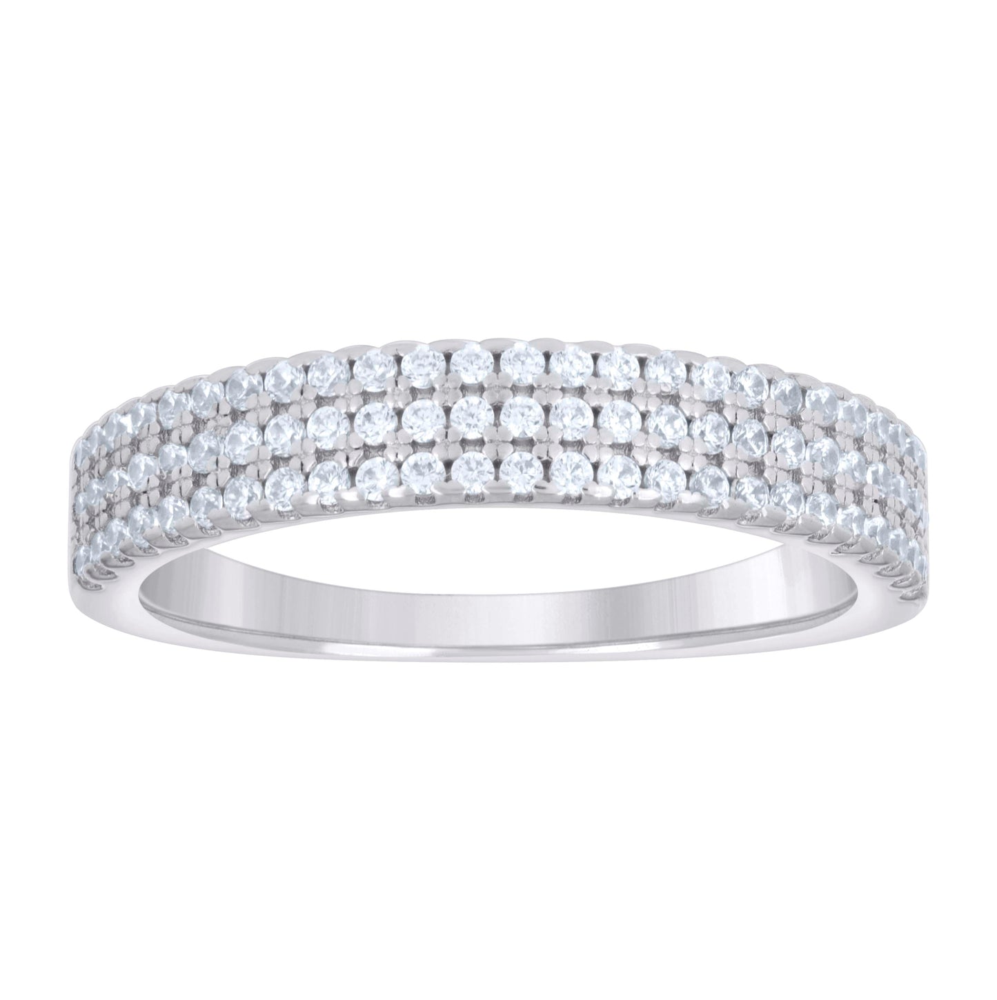 Sterling Silver Women's Cubic-Zirconia Bridal Anniversary Engagement Wedding Band Ring