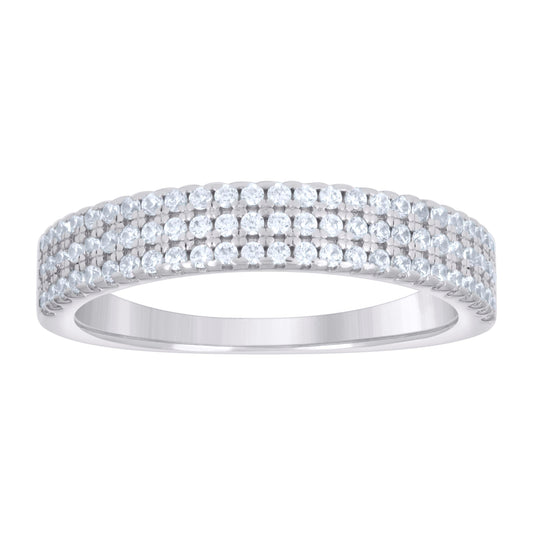 Sterling Silver Women's Cubic-Zirconia Bridal Anniversary Engagement Wedding Band Ring