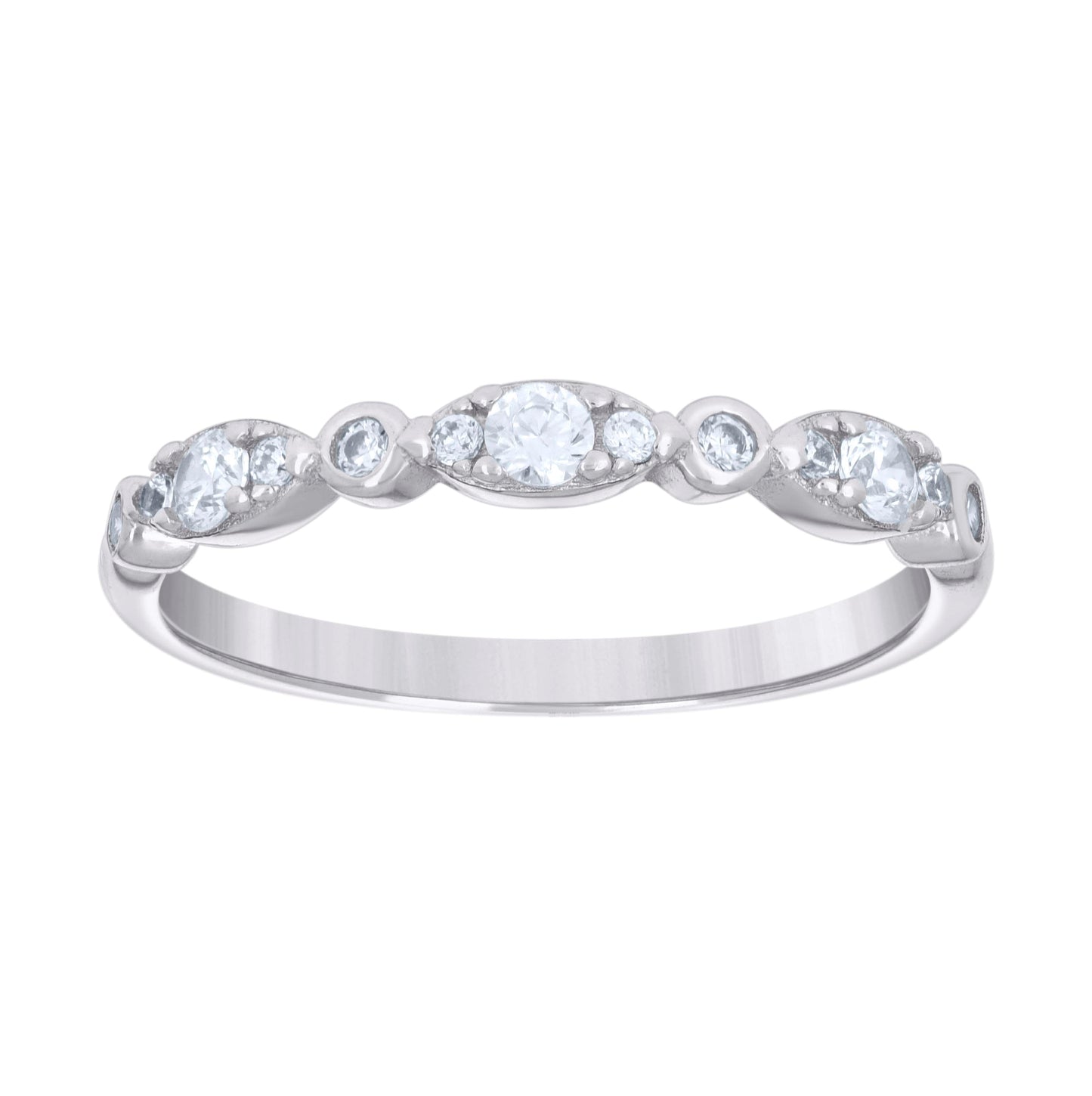 Sterling Silver Womens Cubic-Zirconia Fashion Bridal Anniversary Wedding Engagement Band Ring Sizes 5 - 9
