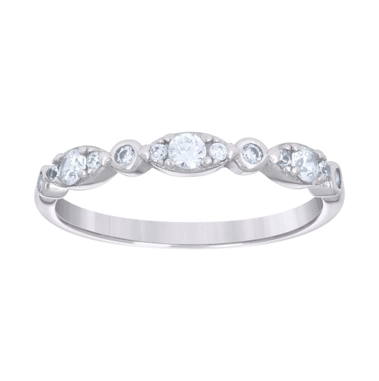 Sterling Silver Womens Cubic-Zirconia Fashion Bridal Anniversary Wedding Engagement Band Ring Sizes 5 - 9