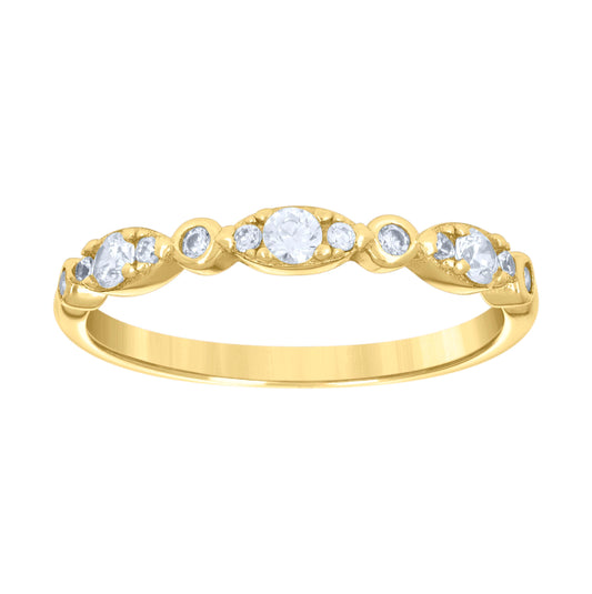 Sterling Silver Yellow-tone Womens Cubic-Zirconia Fashion Bridal Anniversary Wedding Engagement Band Ring Sizes 5 - 9