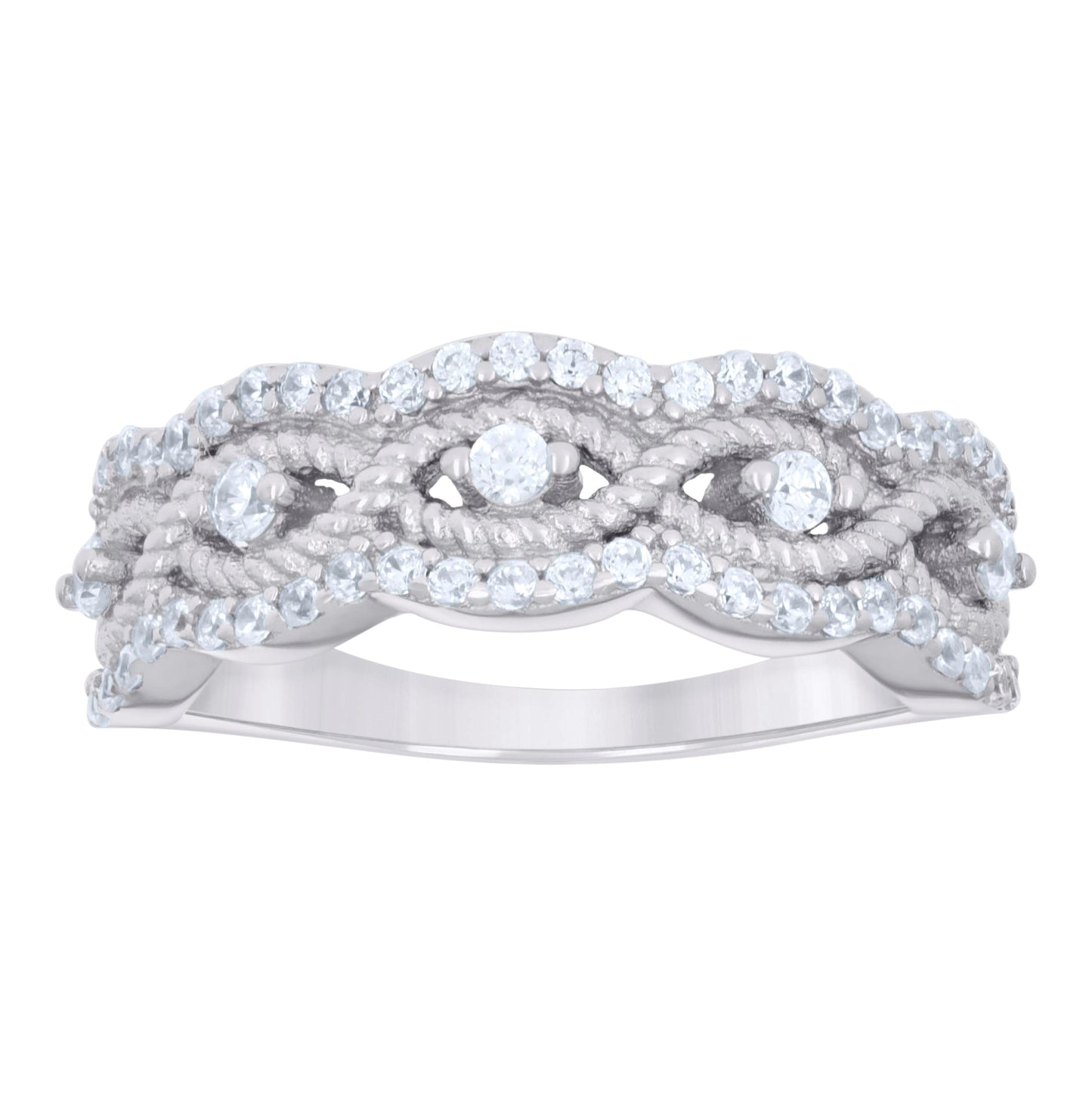 Sterling Silver Women's Cubic-Zirconia Fashion Bridal Anniversary Wedding Engagement Band Ring